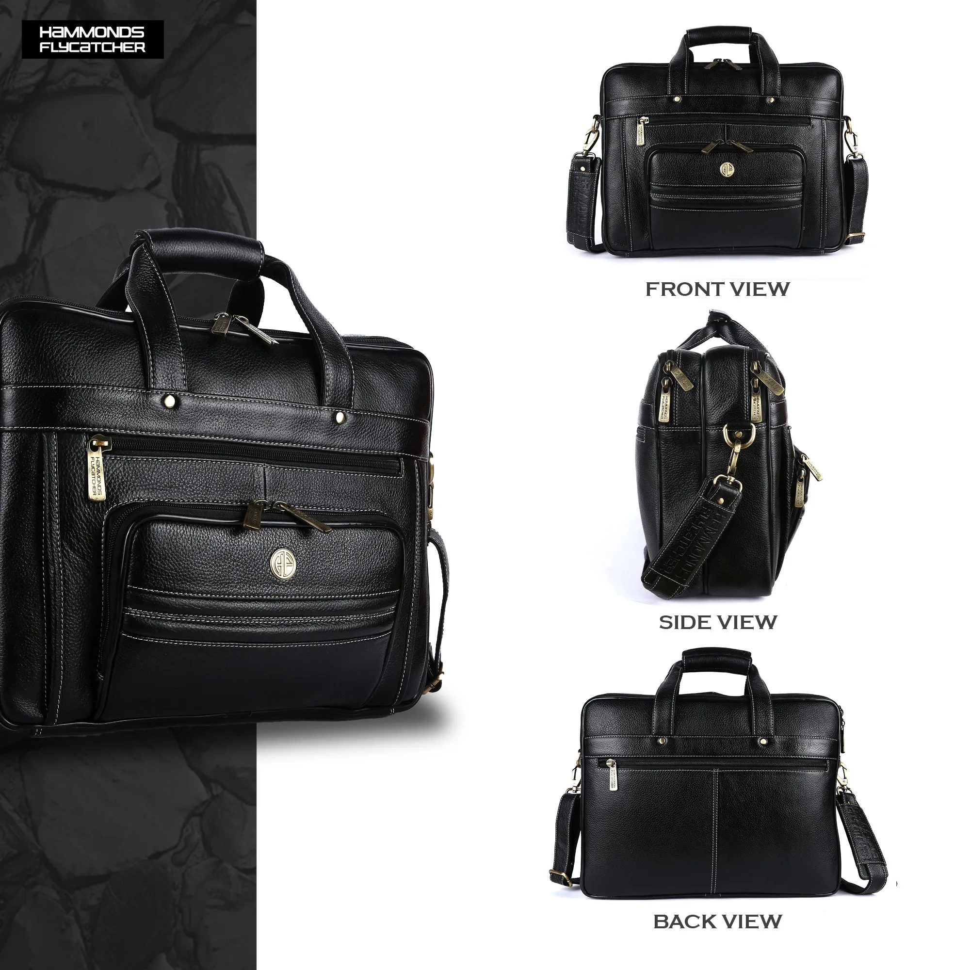 Genuine Leather Office Laptop Bag for Men- Stylish Office Hand Bag & Shoulder Bag - Fits 14-16 Inch Laptops