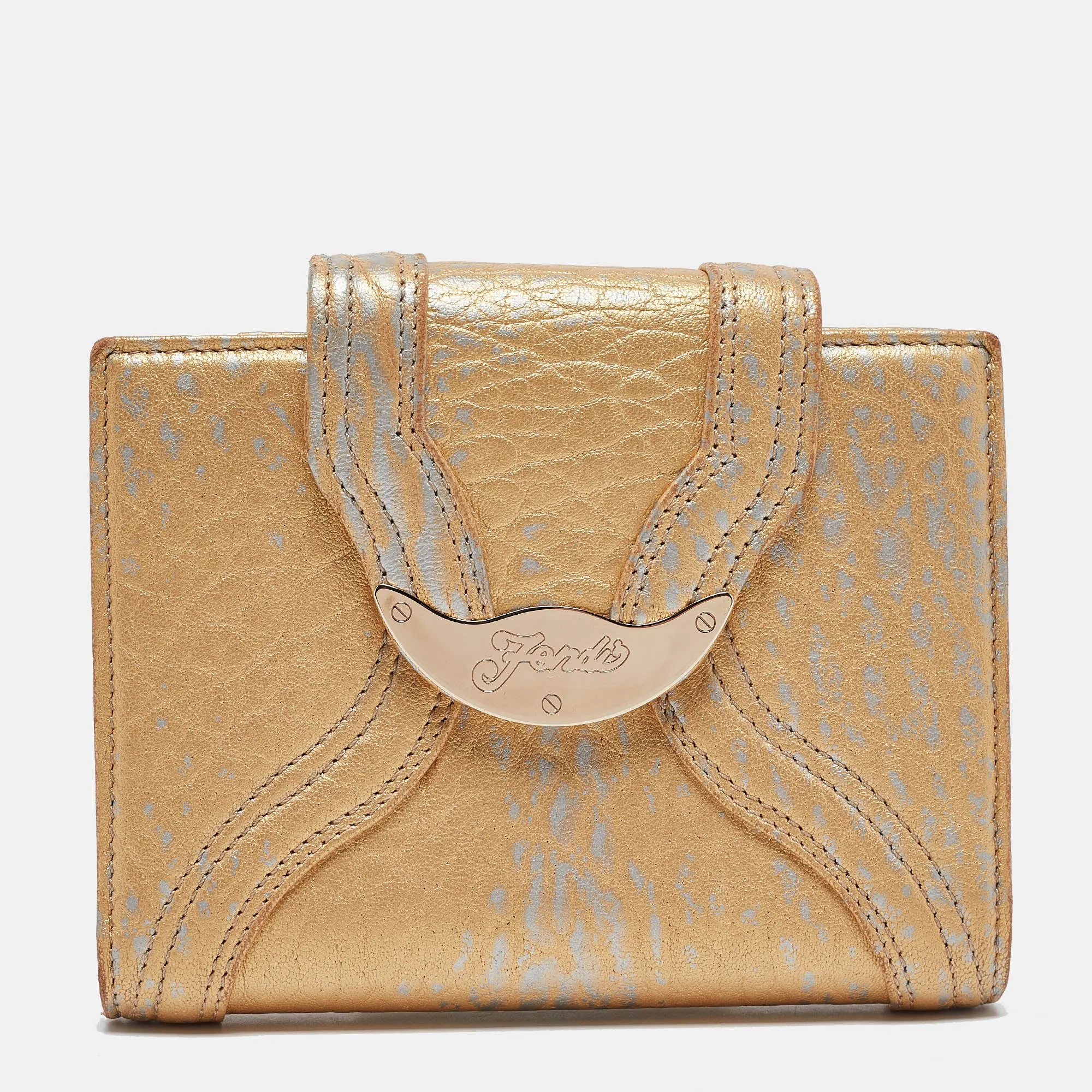Gold Textured Leather Agenda Flap Cover