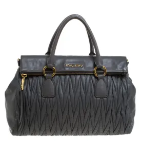 Grey Matelass&eacute; Leather Bow Satchel
