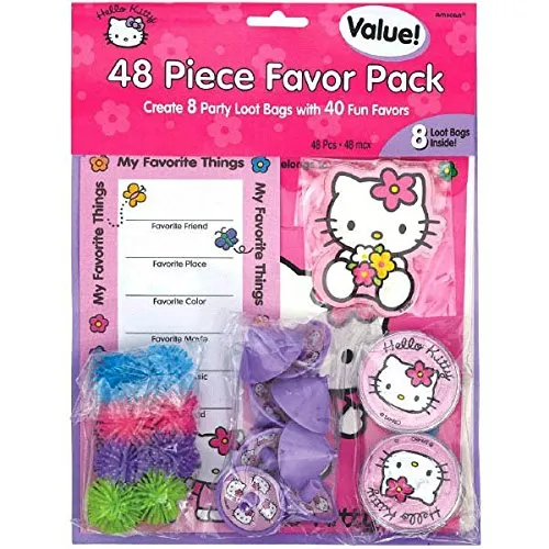 Hello Kitty Birthday Party Favors 48 Piece Gift Value Pack (8 Guests)