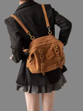 Hiatus Retro Brown Rivet Casual Backpack