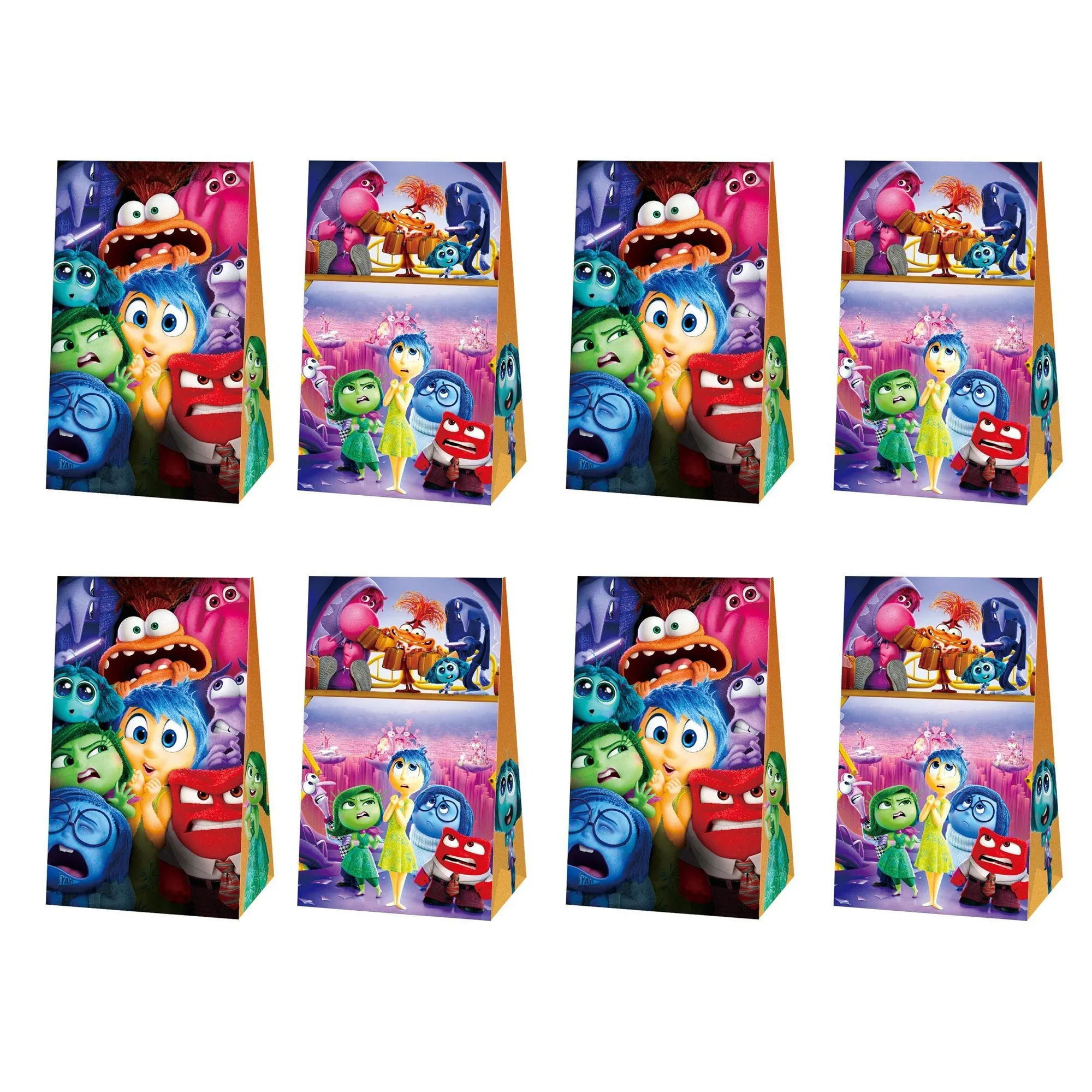Inside Out 2 Birthday Paper Favour Bags with Stickers, 8 Count