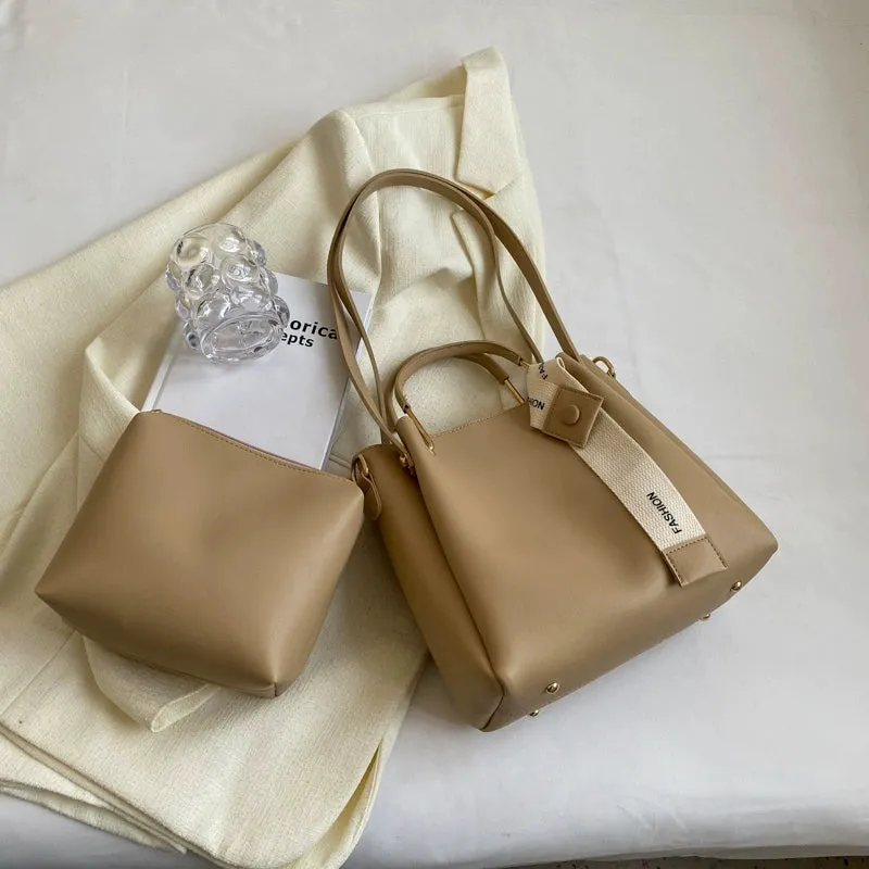 Large Capacity Commuter Bag Women's 2024 New Arrival Summer All-Matching Crossbody Tote Bag Advanced Texture Satchel Bucket Bag