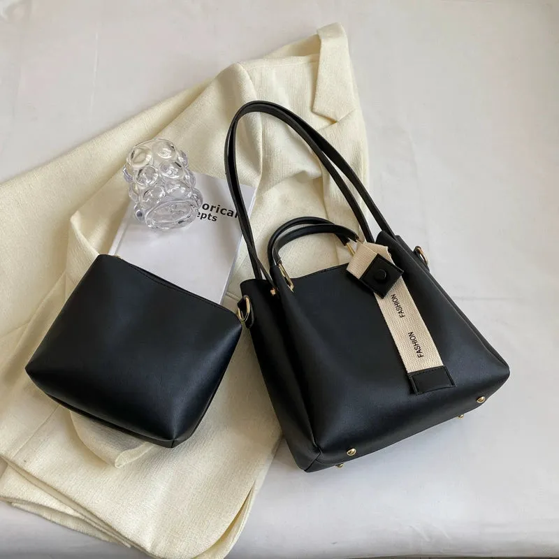 Large Capacity Commuter Bag Women's 2024 New Arrival Summer All-Matching Crossbody Tote Bag Advanced Texture Satchel Bucket Bag