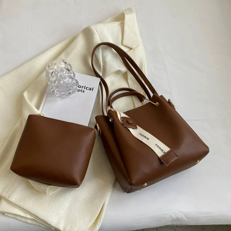 Large Capacity Commuter Bag Women's 2024 New Arrival Summer All-Matching Crossbody Tote Bag Advanced Texture Satchel Bucket Bag