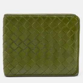 Light Green Intrecciato Leather Bifold Wallet
