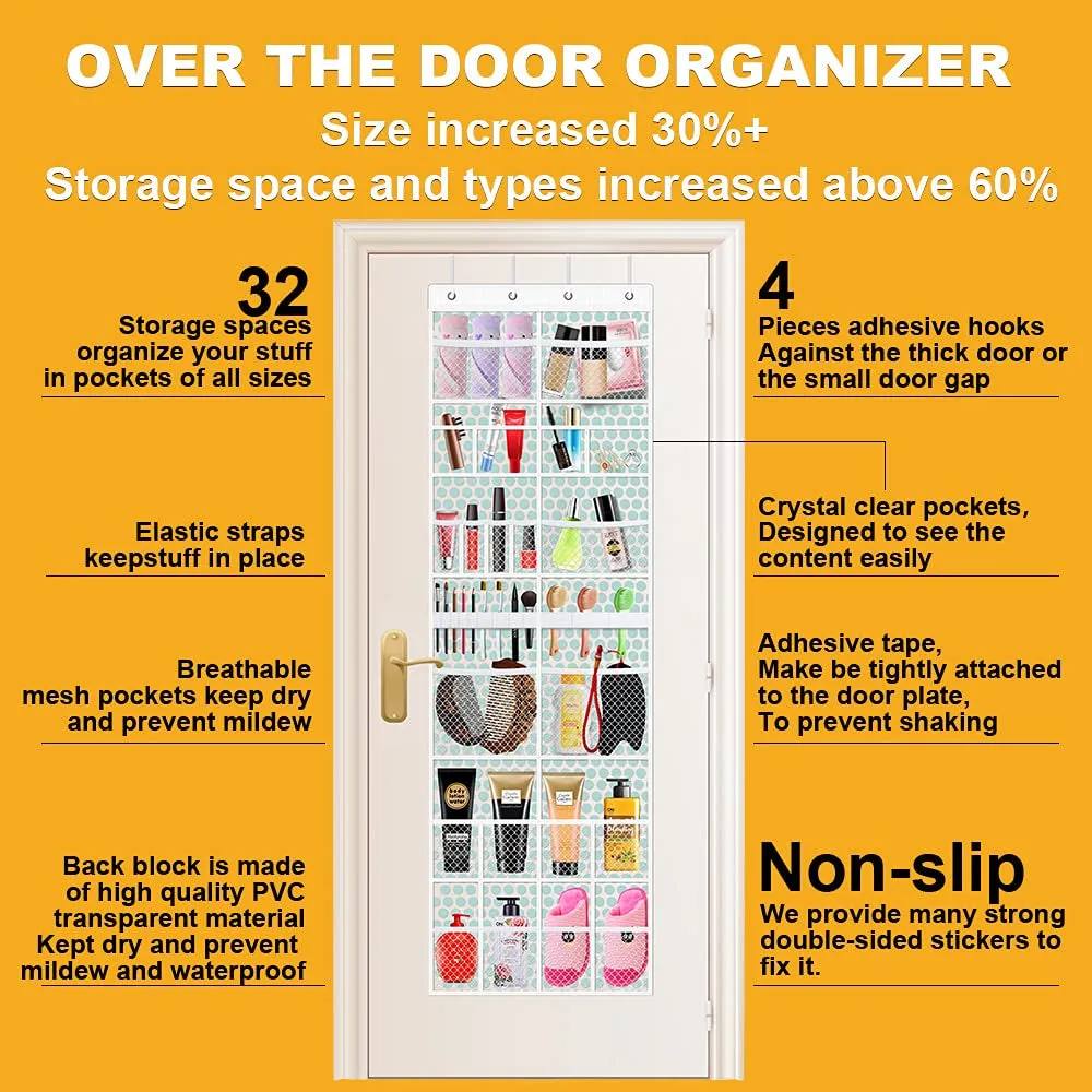 Maihongda Large Size Toiletry Bags over the Door Hanging Organizer Bathroom Quickly Dry Mesh Storage Pockets for Cosmetics Makeup Jewelry Shampoo Various Compartments 68Inch(Enhanced 1 Pack)