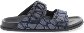 Men's Denim Vlogo Toile Iconographe Slides in Blue | Size 42 | 4Y2S0G80QMR
