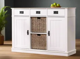MerryLuk 2 Door Sideboard Cabinet Handwoven Baskets