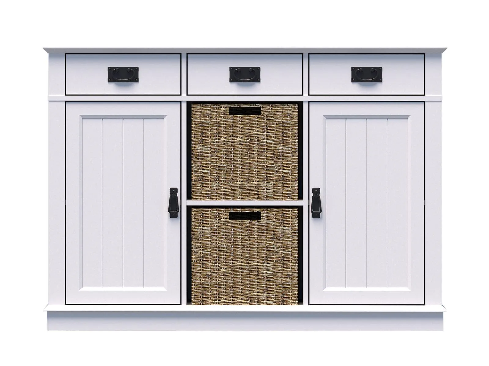 MerryLuk 2 Door Sideboard Cabinet Handwoven Baskets