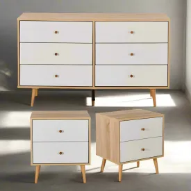 MerryLuk Adriana 6 Drawers Dresser and 2 Bedside Tables