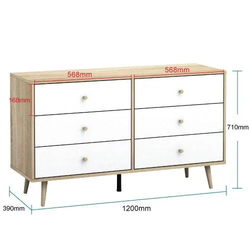 MerryLuk Adriana 6 Drawers Dresser and 2 Bedside Tables