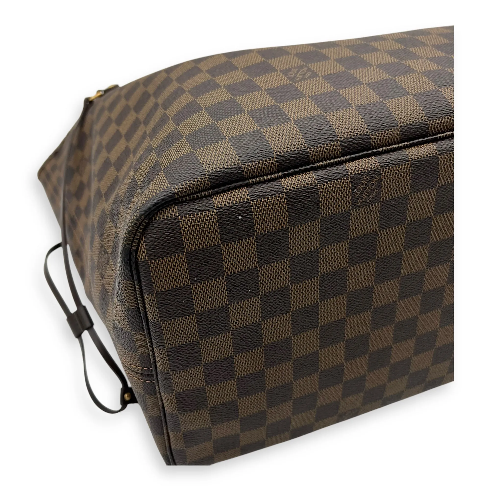 Neverfull Tote Bag GM Damier Ebene in Coated Canvas, Gold hardware