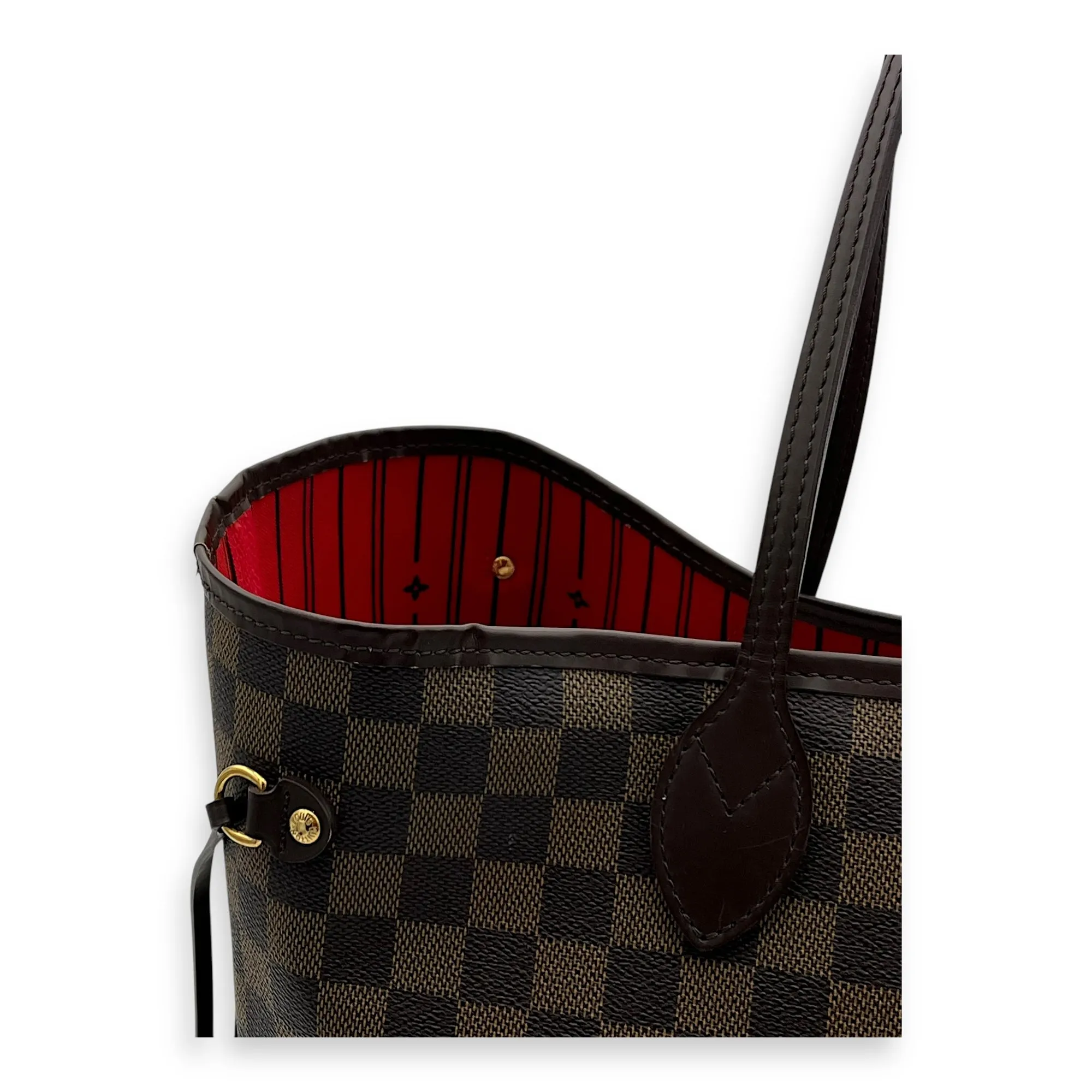 Neverfull Tote Bag GM Damier Ebene in Coated Canvas, Gold hardware