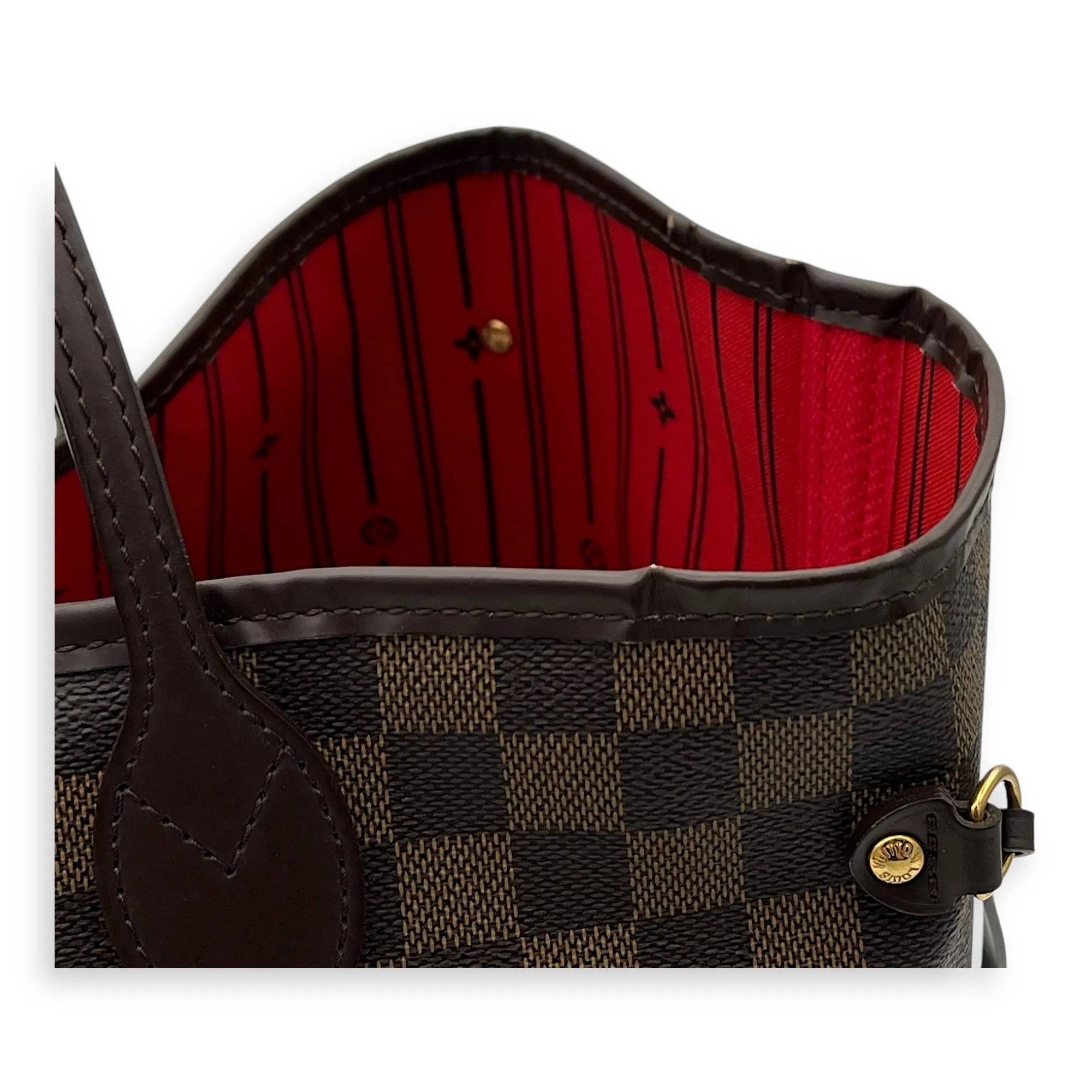 Neverfull Tote Bag GM Damier Ebene in Coated Canvas, Gold hardware
