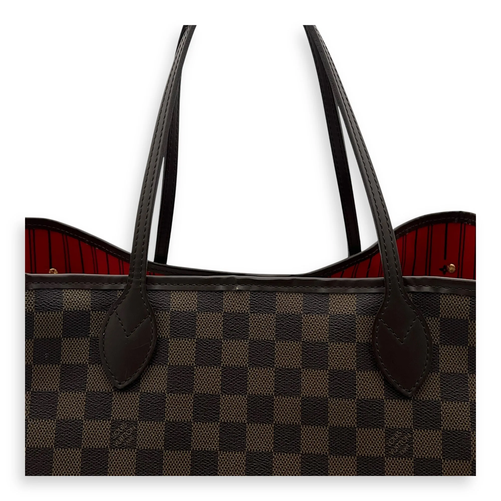 Neverfull Tote Bag GM Damier Ebene in Coated Canvas, Gold hardware
