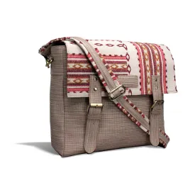 Off White Jute Kilim & PU messenger Bag