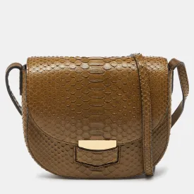 Olive Green Python Small Trotteur Crossbody Bag