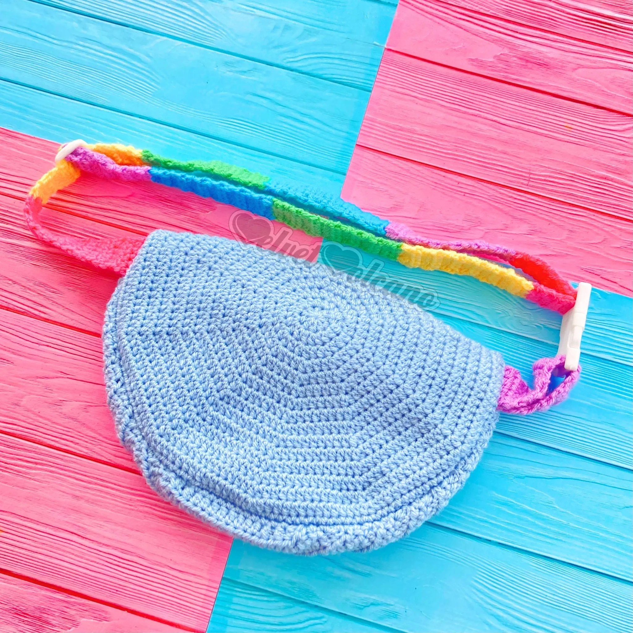 Pastel Rainbow Cloud Bum Bag (Duck Egg Blue)