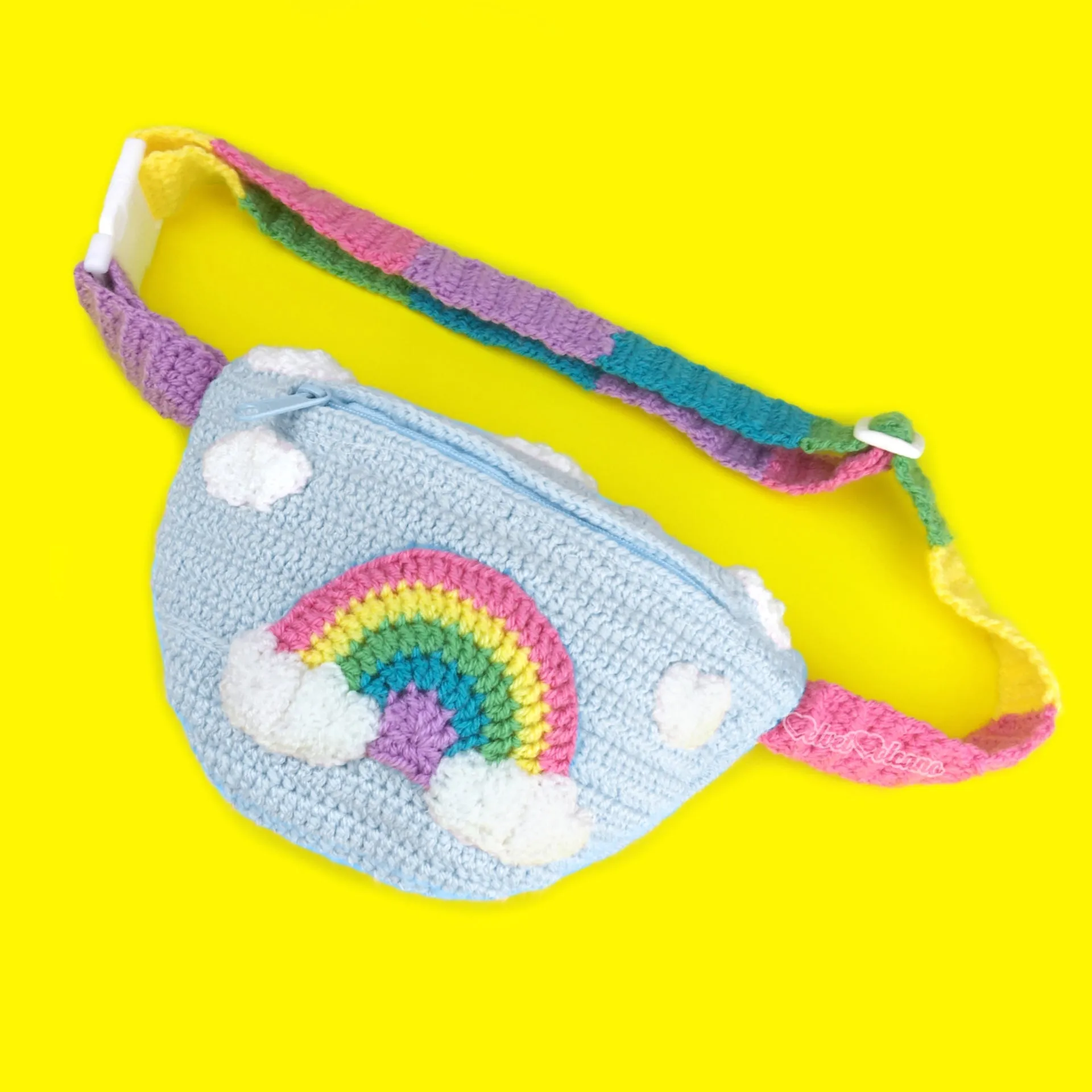 Pastel Rainbow Cloud Bum Bag (Duck Egg Blue)