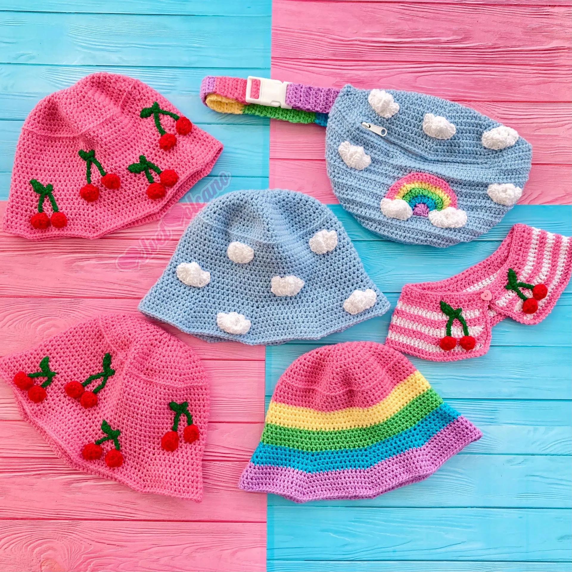 Pastel Rainbow Cloud Bum Bag (Duck Egg Blue)