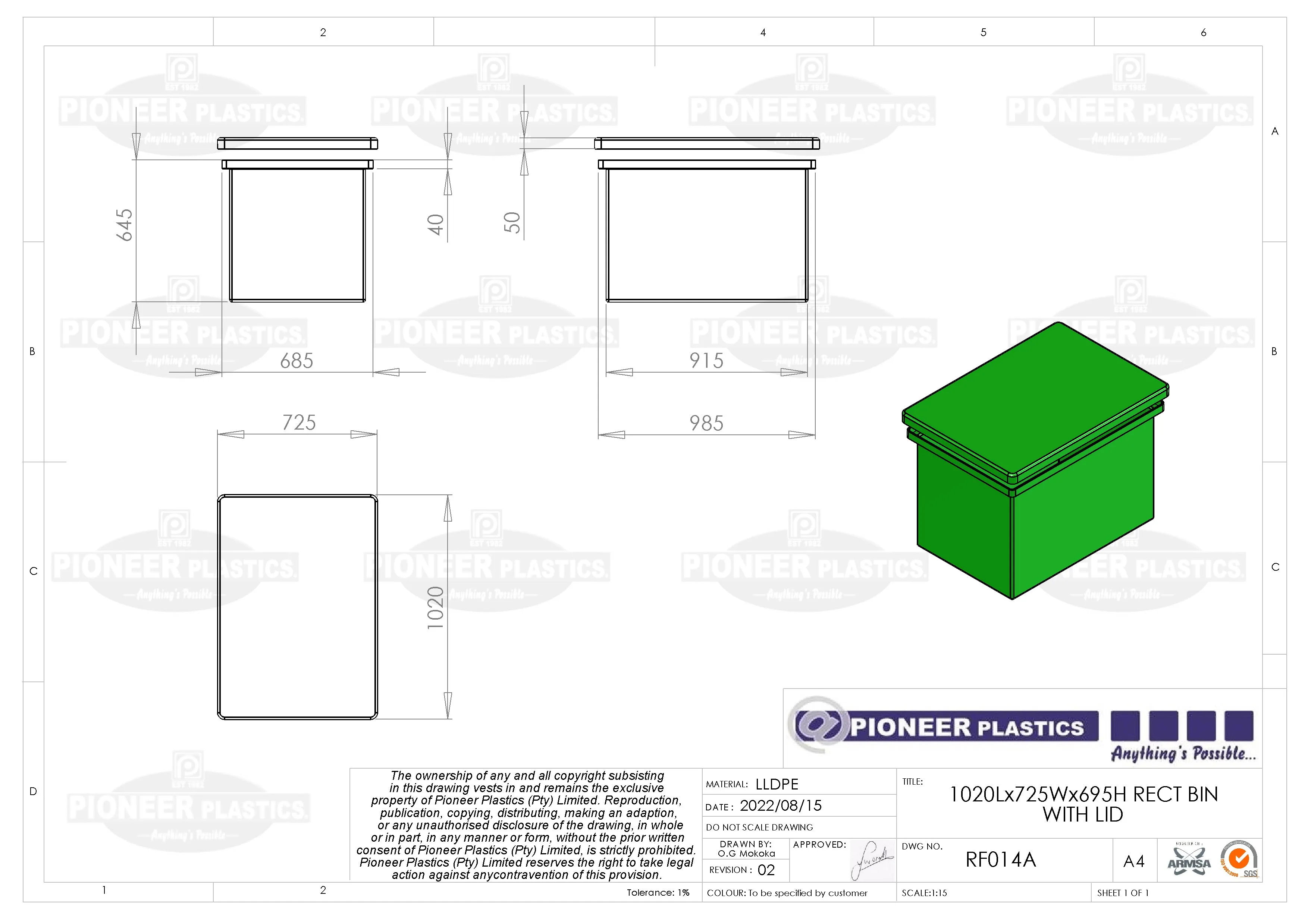 Rectangular Flange Bin (RF)