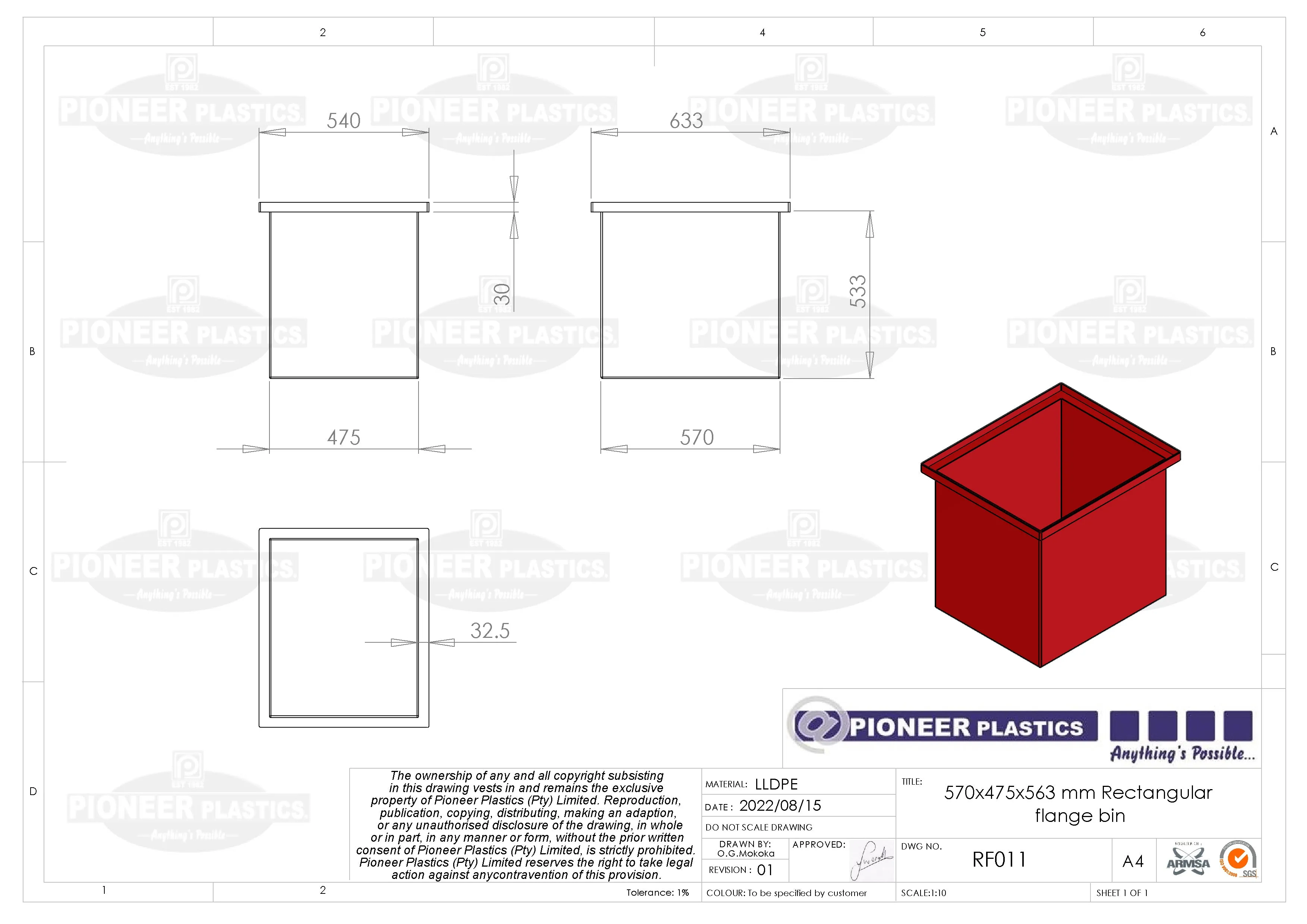 Rectangular Flange Bin (RF)
