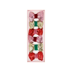 Sequin & Velvet Mini Bow Hairclips by Meri Meri
