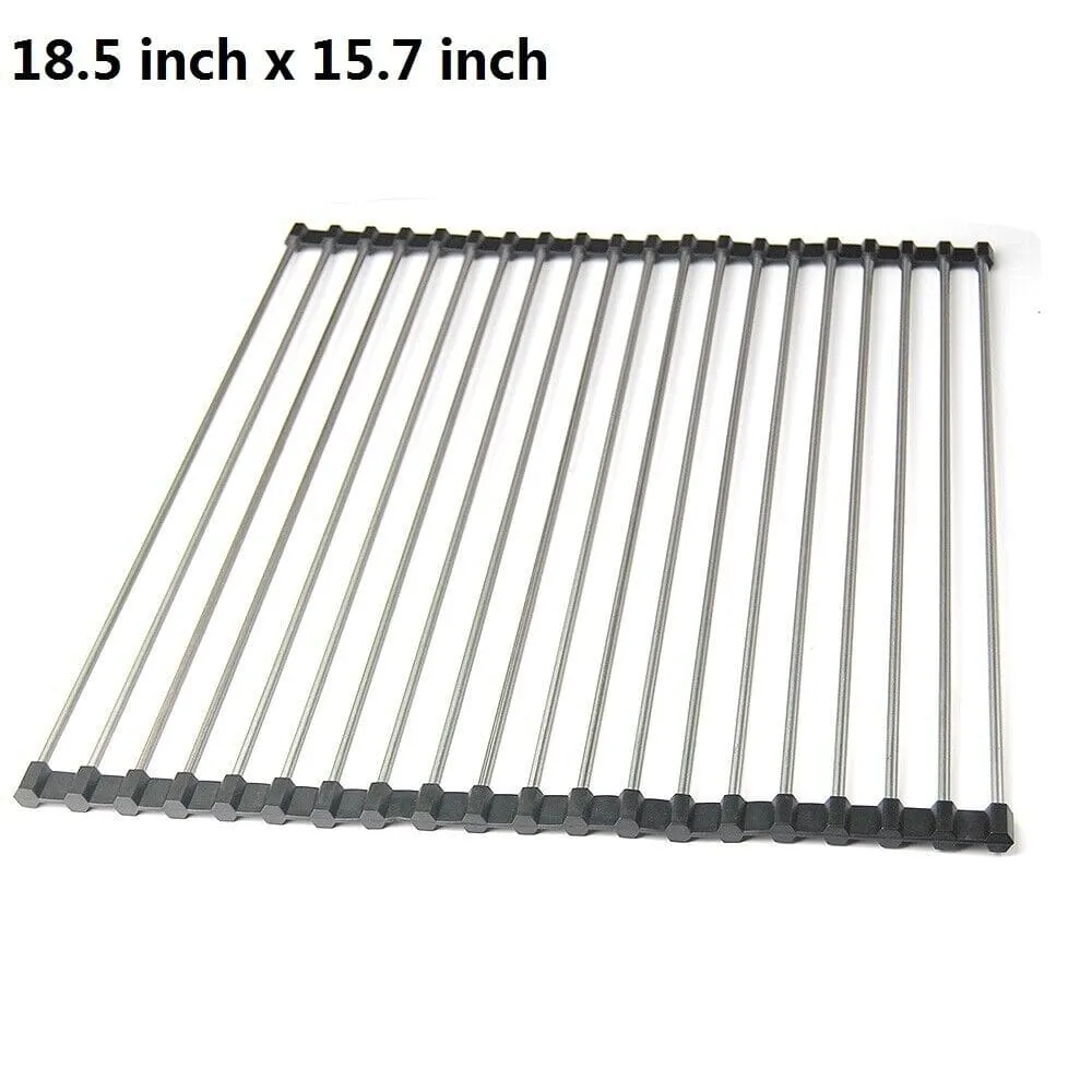 Stainless Steel Roll-Up Drainer Rack - Heat-Resistant Trivet Mat and Food Drying Rack