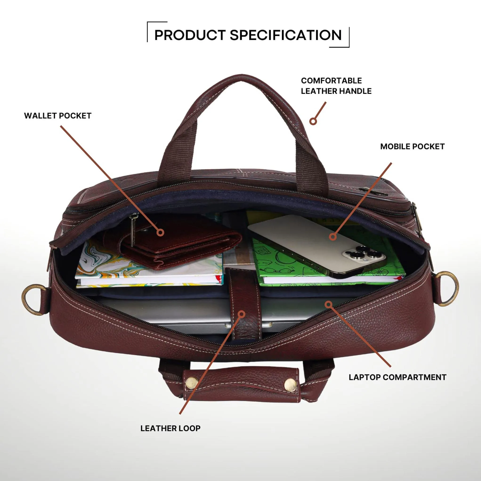 STANFORD Leather Laptop Messenger Bag for Men