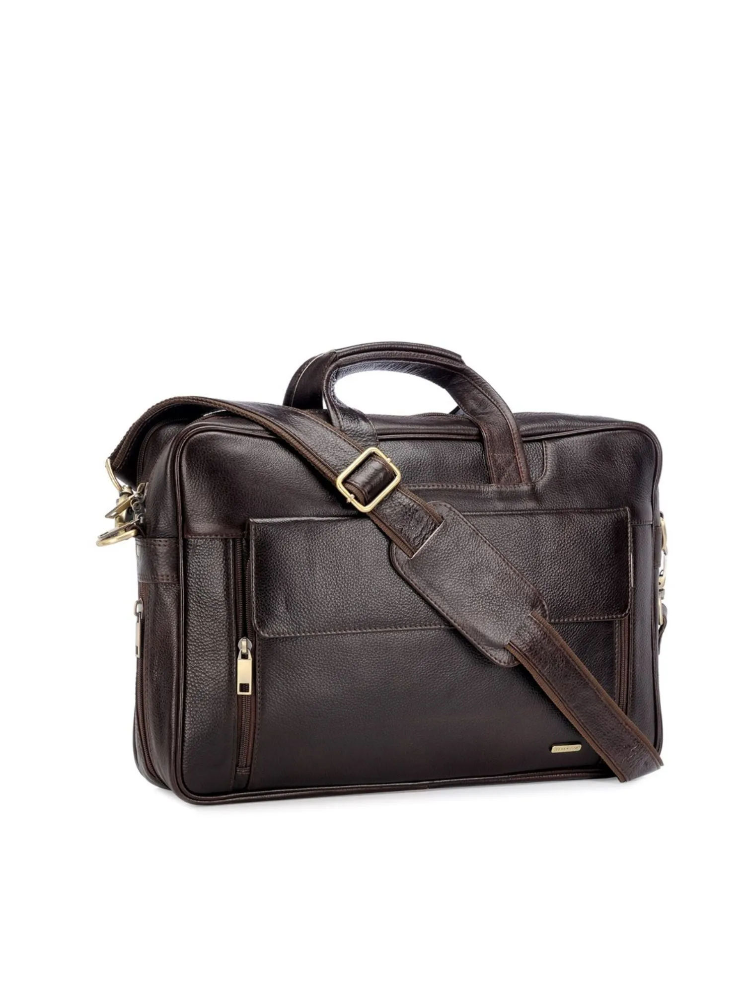Teakwood Leather Unisex Brown Genuine Leather Laptop Bag