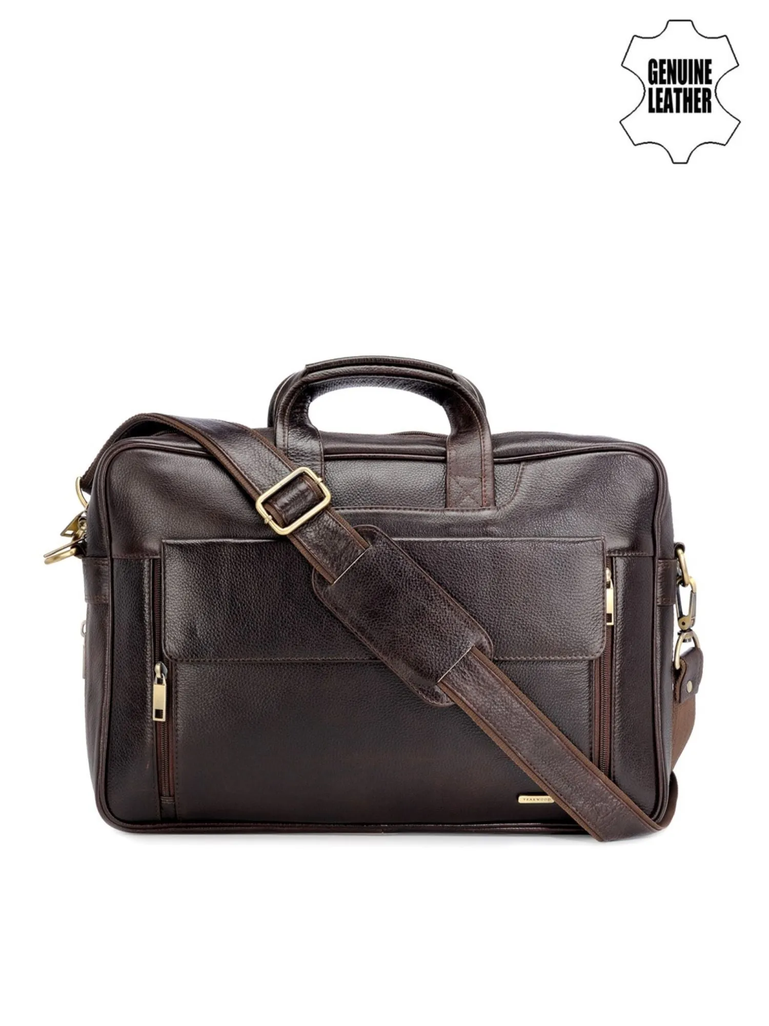 Teakwood Leather Unisex Brown Genuine Leather Laptop Bag