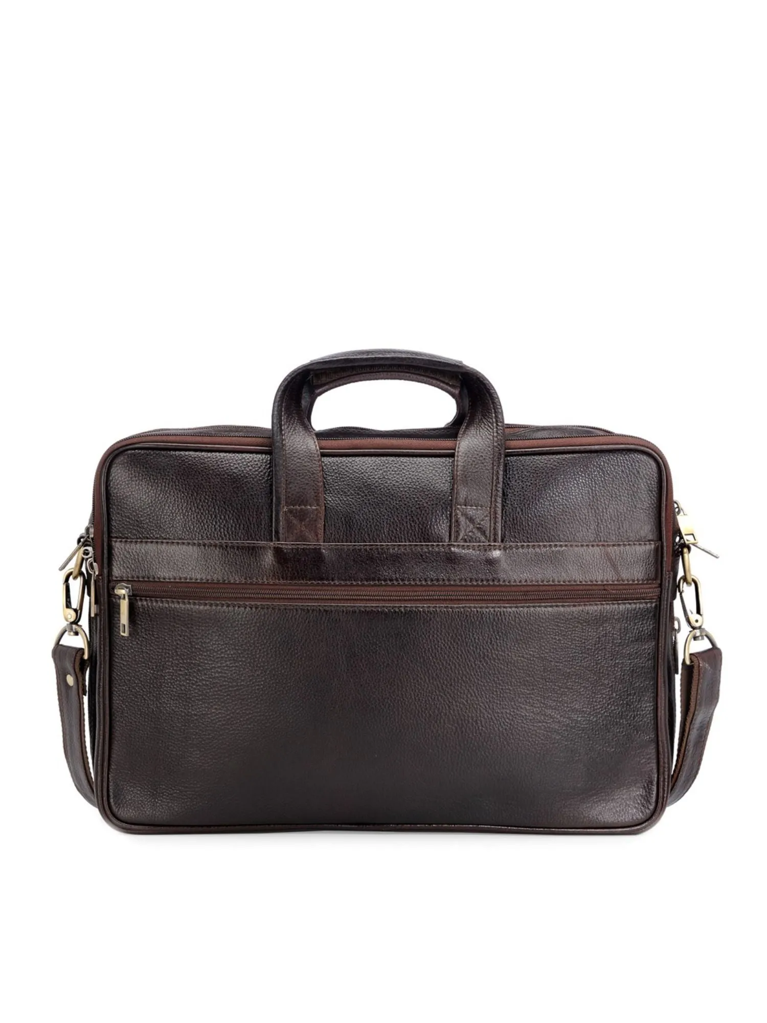 Teakwood Leather Unisex Brown Genuine Leather Laptop Bag