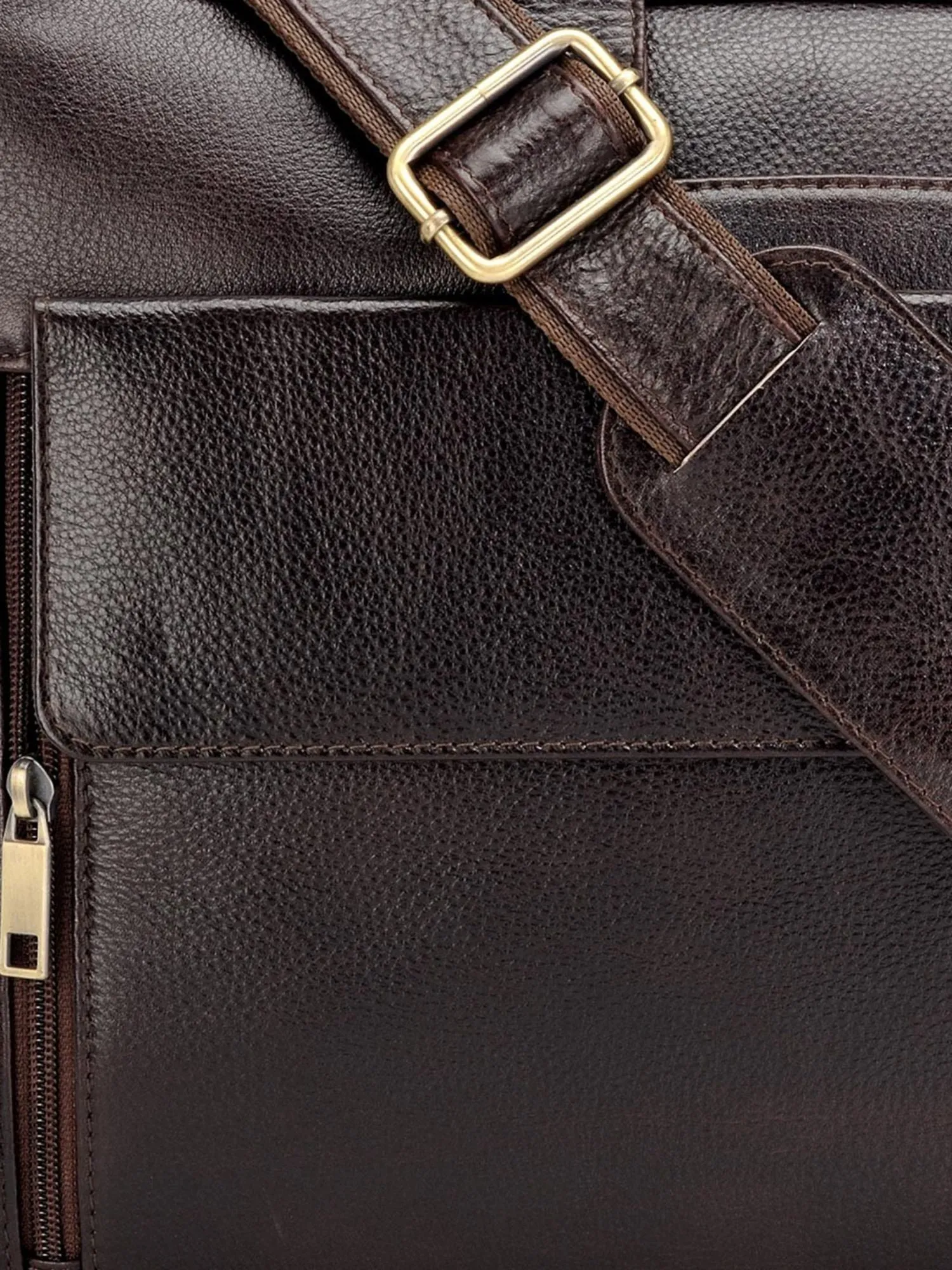 Teakwood Leather Unisex Brown Genuine Leather Laptop Bag