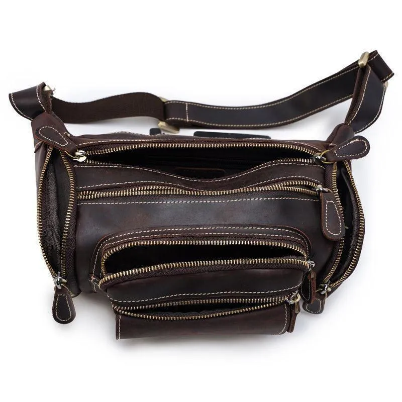 Travel Friendly Genuine Leather Waist Bag Vacation Fanny