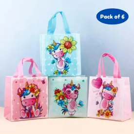 Unicorn Theme Paper Bags/Return Gifts for Birthday for Kids/Multicolor (Pack of 6, Multicolor)