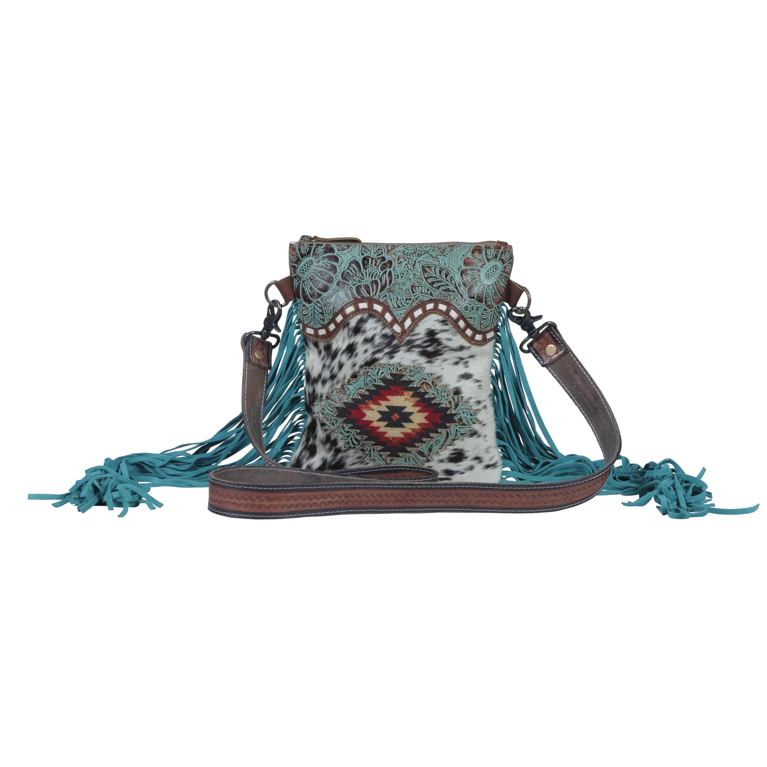 Viridian Leather & Hairon Bag