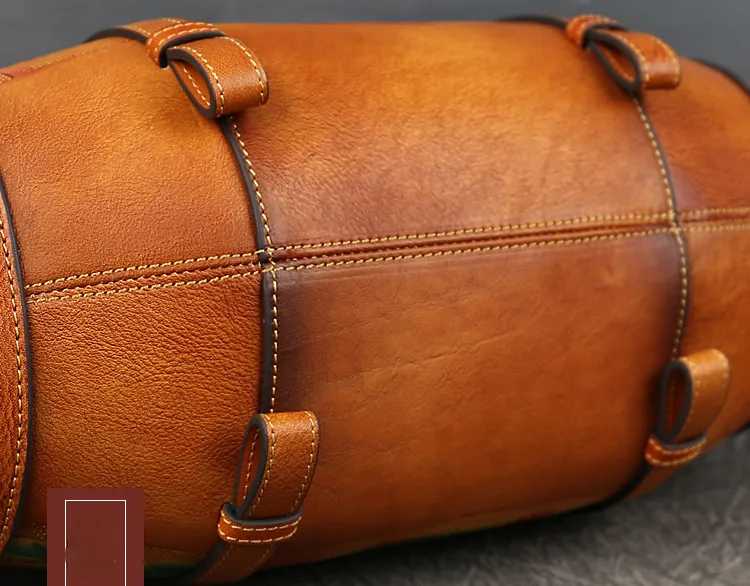 Women Vintage Fish Embossing Leather Bucket Bags 3227