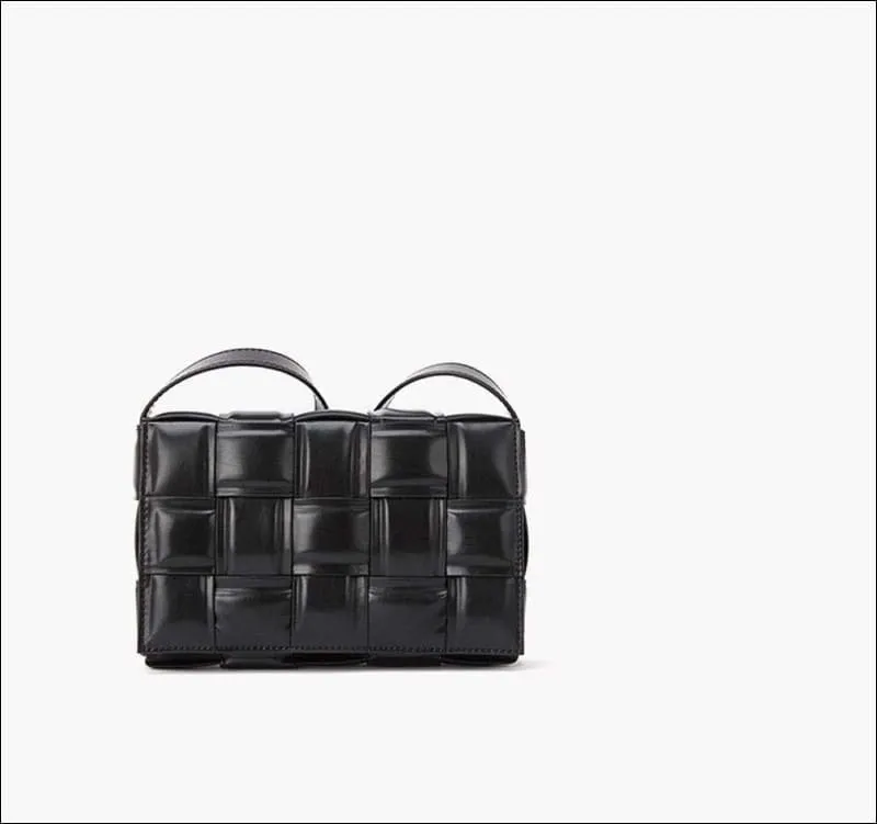 Womens Leather Padded Woven Shoulder Bag