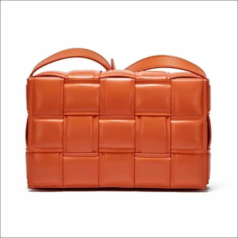 Womens Leather Padded Woven Shoulder Bag