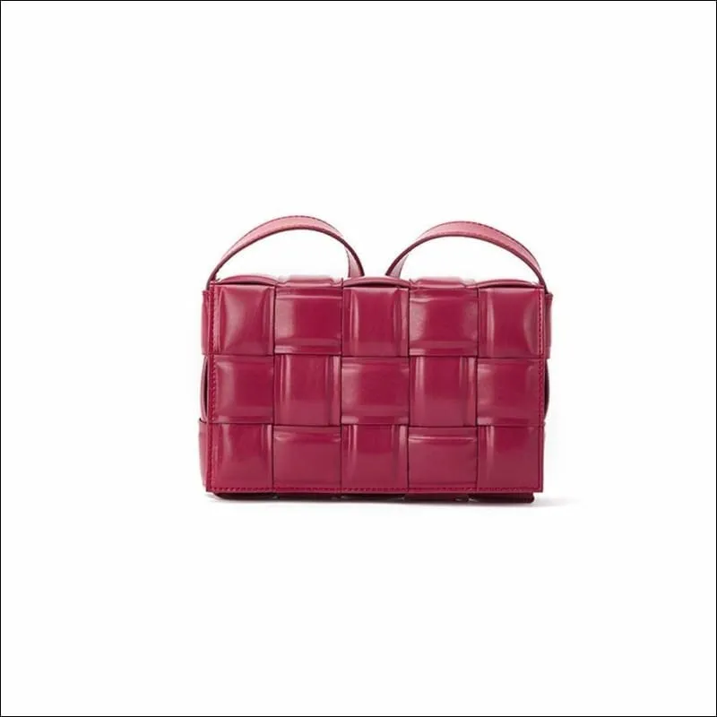 Womens Leather Padded Woven Shoulder Bag